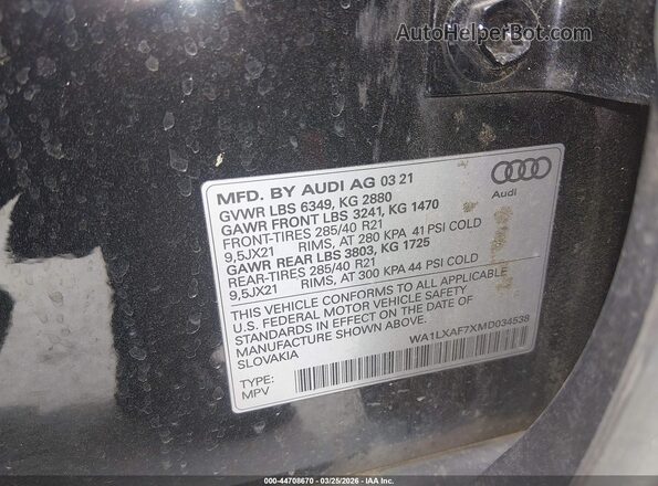 WA1LXAF7XMD034538 2021 AUDI Q7 Бежевый Вид подкапотного пространства