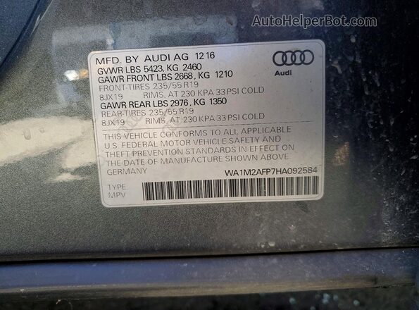 WA1M2AFP7HA092584 2017 AUDI Q5 Gray Вид підкапотного простору