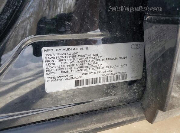 WA1M2AFZ4PP072256 2023 AUDI Q4 Black VIN sticker view