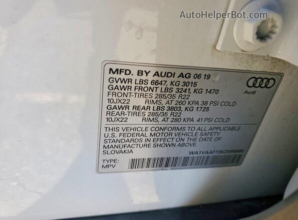 WA1VAAF73KD046960 2019 AUDI Q7 White 