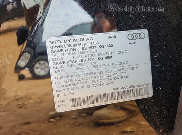 WA1VAAGE0KB009843 2019 AUDI E-TRON Black 