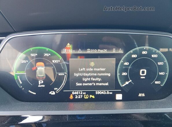 WA1VAAGEXKB010322 2019 AUDI E-TRON Blue ხელსაწყოთა პანელის ხედი