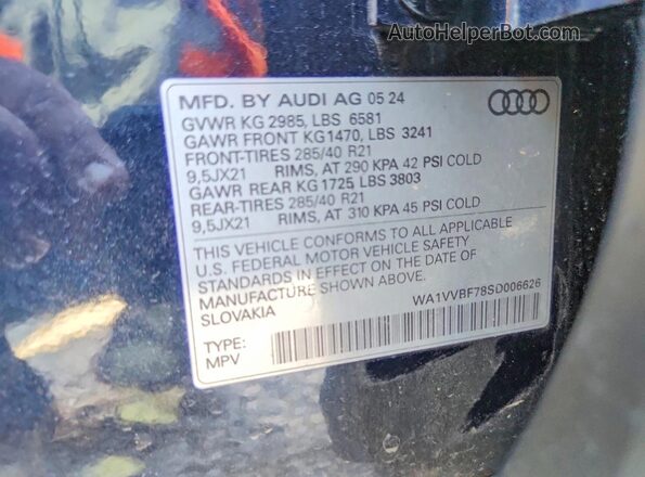 WA1VVBF78SD006626 2025 AUDI Q7 Black 360 interior view