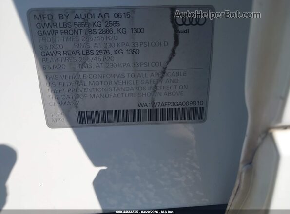 WA1W7AFP3GA009810 2016 AUDI Q5 White 