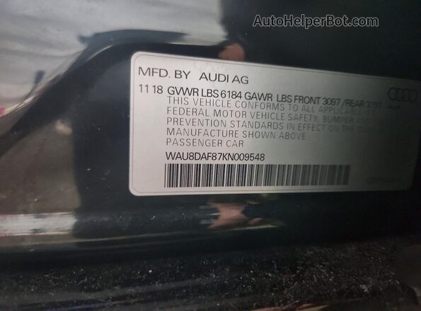 WAU8DAF87KN009548 2019 AUDI OTHER Черный 