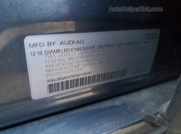 WAU8DAF89KN010930 2019 AUDI OTHER Серый 