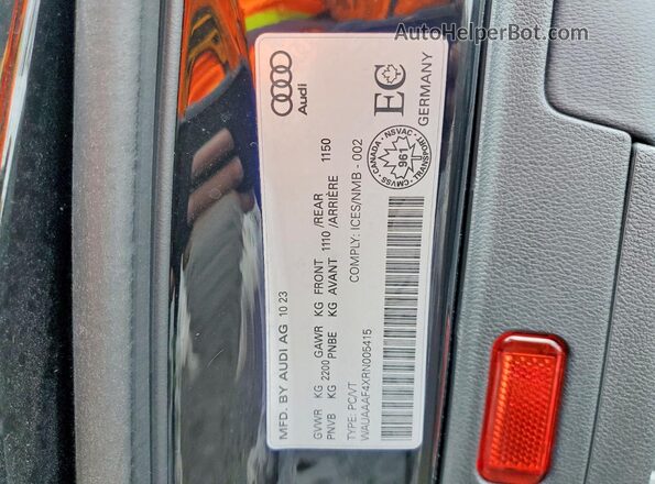 WAUAAAF4XRN005415 2024 AUDI OTHER Black VIN კოდის სტიკერის ხედი