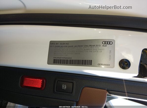 WAUANAF49HN064832 2017 AUDI OTHER White ძრავის განყოფილების ხედი