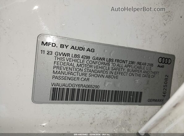 WAUAUDGY6RA065290 2024 AUDI OTHER White Շարժիչի բաժամունքի տեսք