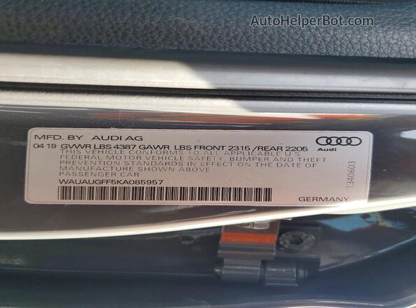 WAUAUGFF5KA085957 2019 AUDI OTHER Серый 