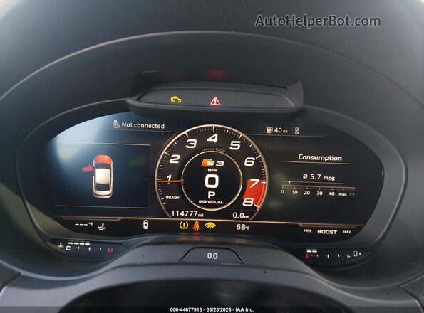 WAUB1GFF1J1006330 2018 AUDI S3 Gray უკანა სავარძლების ხედი