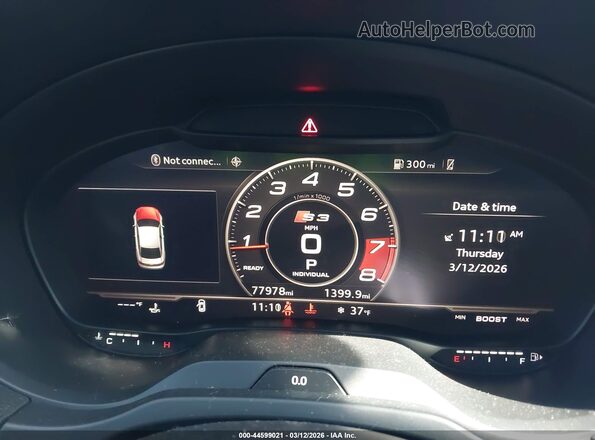 WAUB1GFF3H1034852 2017 AUDI S3 Gray უკანა სავარძლების ხედი