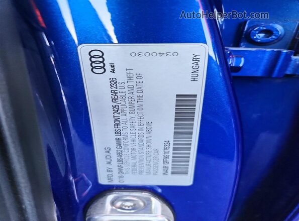 WAUB1GFF9G1075324 2016 AUDI S3 Blue VIN sticker view