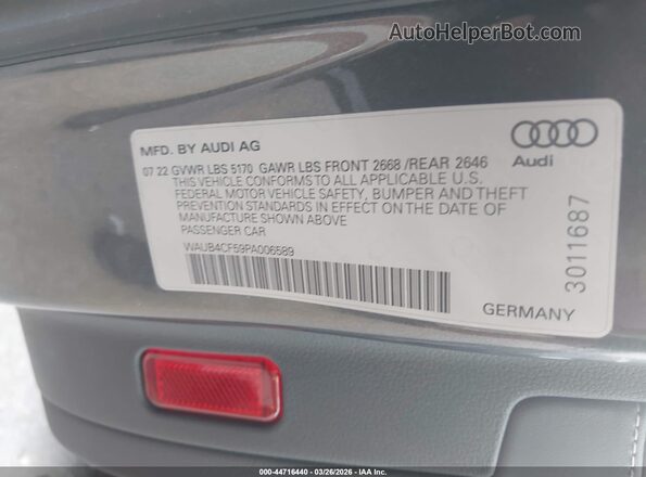 WAUB4CF59PA006589 2023 AUDI S5 Gray Vista del compartimento del motor