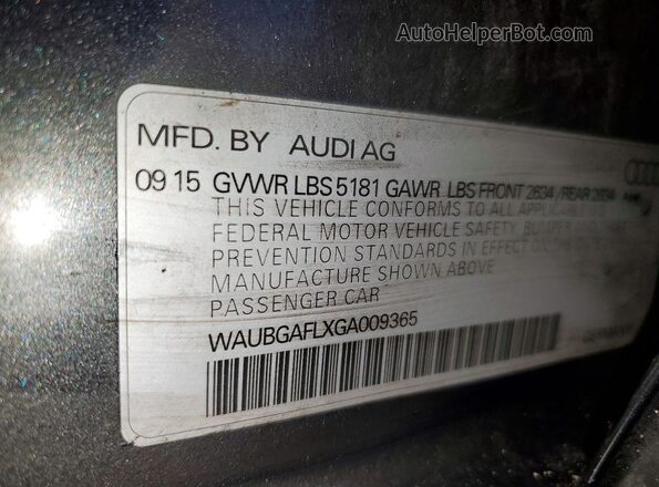WAUBGAFLXGA009365 2016 AUDI S4 Серый Вид подкапотного пространства