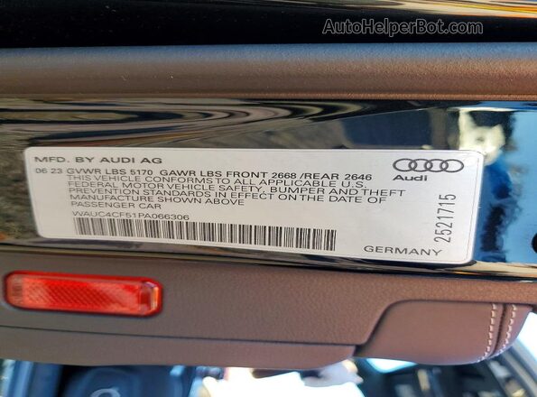 WAUC4CF51PA066306 2023 AUDI S5 Black VIN კოდის სტიკერის ხედი