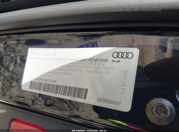 WAUC4DF52MA016046 2021 AUDI S5 Black Շարժիչի բաժամունքի տեսք