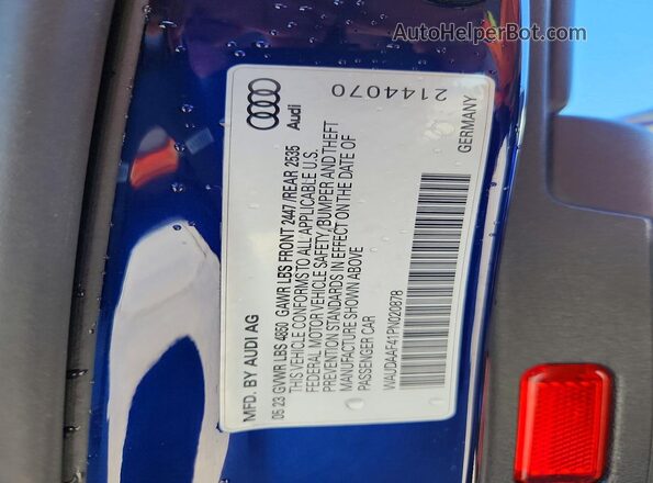 WAUDAAF41PN020878 2023 AUDI OTHER Blue 