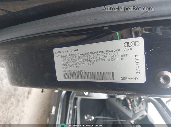 WAUDACF52NA008988 2022 AUDI OTHER Black Vista del compartimento del motor