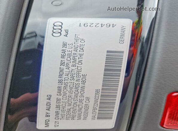 WAUDFBF22NN023565 2022 AUDI S6 Black Вид наклейки з VIN-кодом