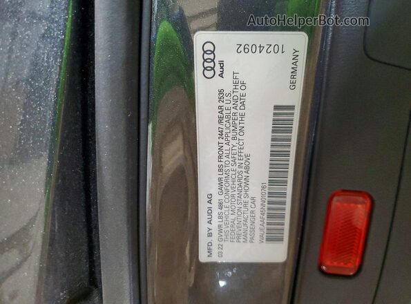 WAUEAAF45NN010761 2022 AUDI OTHER Charcoal Engine compartment view