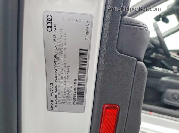WAUENAF41KA061116 2019 AUDI OTHER White Շարժիչի բաժամունքի տեսք