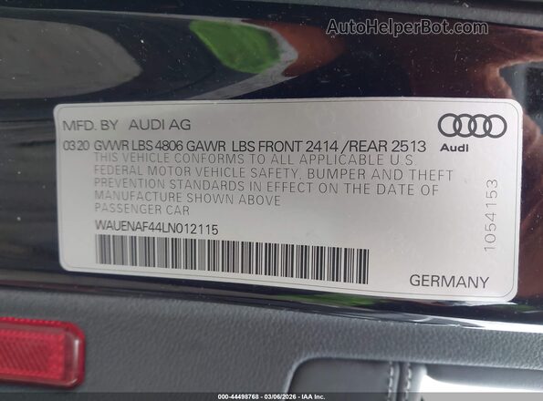 WAUENAF44LN012115 2020 AUDI OTHER Black Շարժիչի բաժամունքի տեսք