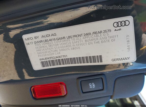 WAUENCF52JA007701 2018 AUDI OTHER Черный 