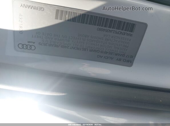 WAUENCF52JA054680 2018 AUDI OTHER White ძრავის განყოფილების ხედი