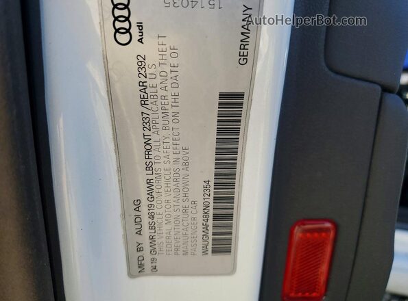 WAUGMAF48KN012354 2019 AUDI OTHER White 
