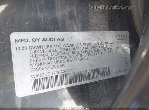 WAUGUDGY3RA042348 2024 AUDI OTHER Black Vista del compartimento del motor