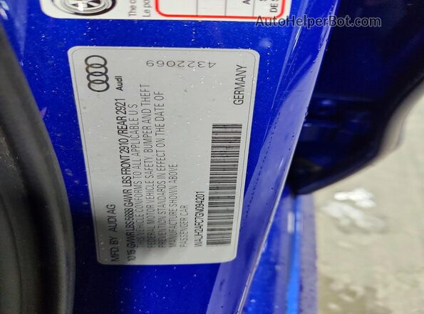 WAUH2AFC7GN094201 2016 AUDI S6 Blue Widok naklejki z numerem VIN