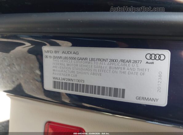 WAUL2AF28KN113073 2019 AUDI OTHER Синий 