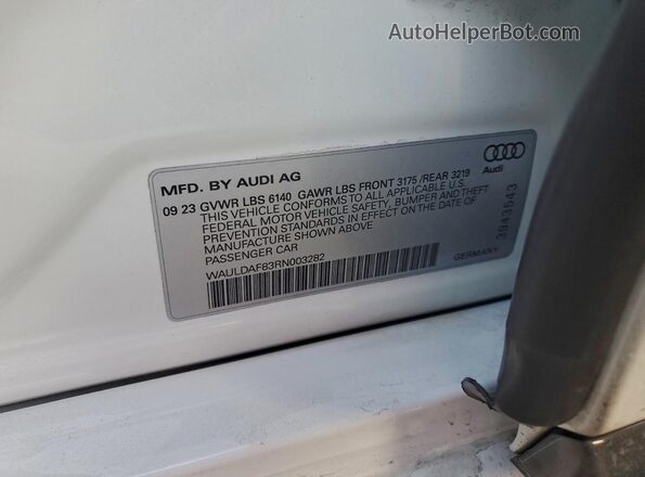 WAULDAF83RN003282 2024 AUDI OTHER White Вид наклейки з VIN-кодом