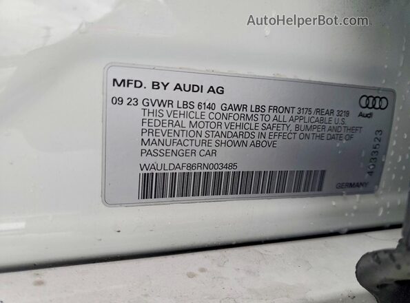 WAULDAF86RN003485 2024 AUDI OTHER White Vista del compartimento del motor