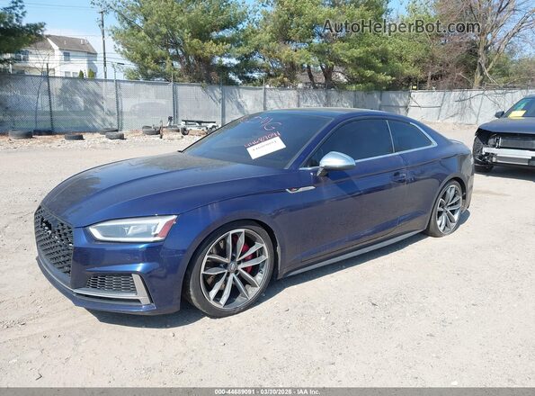 WAUP4AF58JA003054 2018 AUDI S5 Blue Առջևի ձախ երեք քառորդ տեսարան