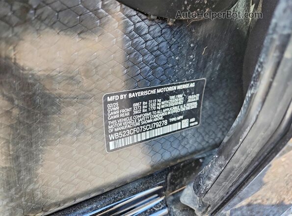 WB523CF07SCU79278 2025 BMW IX Угольный Вид наклейки с VIN-кодом