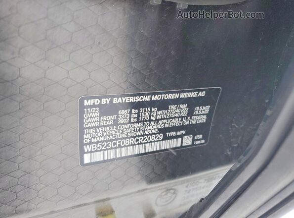 WB523CF08RCR20829 2024 BMW IX Black Vista interior de 360 grados