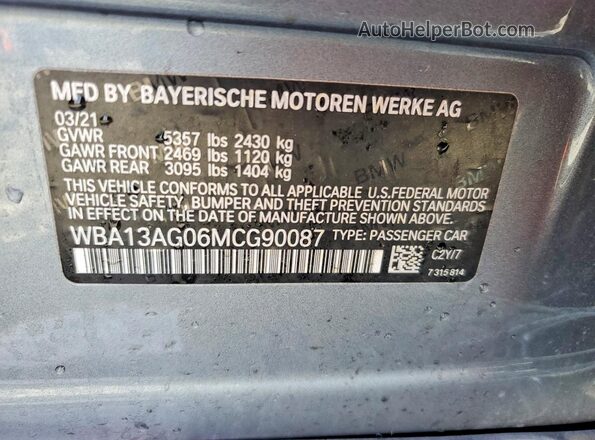 WBA13AG06MCG90087 2021 BMW 7 SERIES Blue ძრავის განყოფილების ხედი