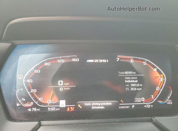 WBA13AL02L7F78822 2020 BMW M2 Black Սարքավորումների վահանակի տեսք