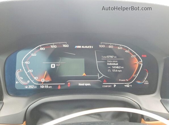 WBA13AR08MCF99142 2021 BMW M4 White Instrument cluster view
