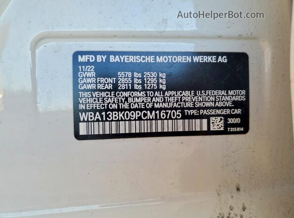 WBA13BK09PCM16705 2023 BMW M5 White Вид підкапотного простору