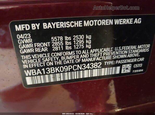WBA13BK09PCN34382 2023 BMW M5 Red Вид підкапотного простору