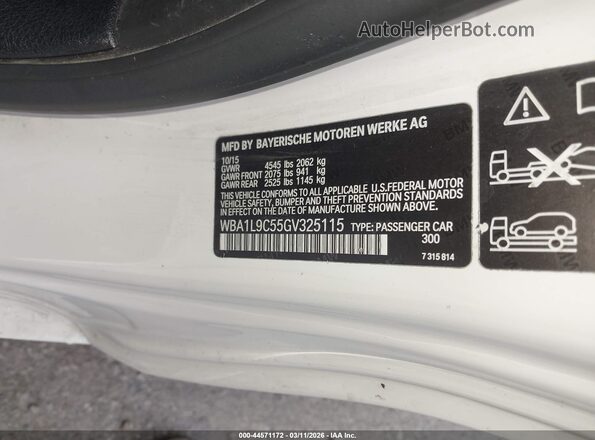 WBA1L9C55GV325115 2016 BMW 2 SERIES White ძრავის განყოფილების ხედი