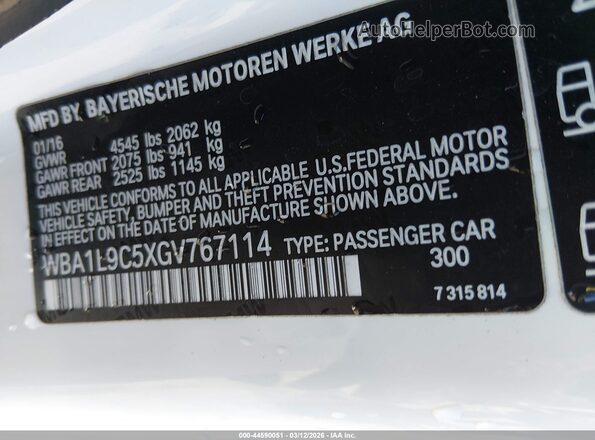 WBA1L9C5XGV767114 2016 BMW 2 SERIES White Widok komory silnika