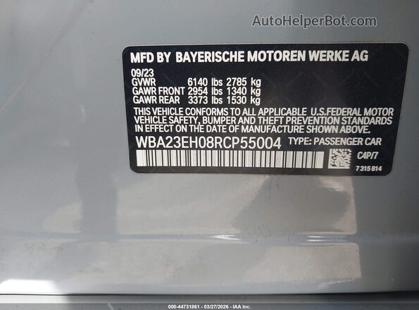 WBA23EH08RCP55004 2024 BMW 7 SERIES Gray Engine compartment view
