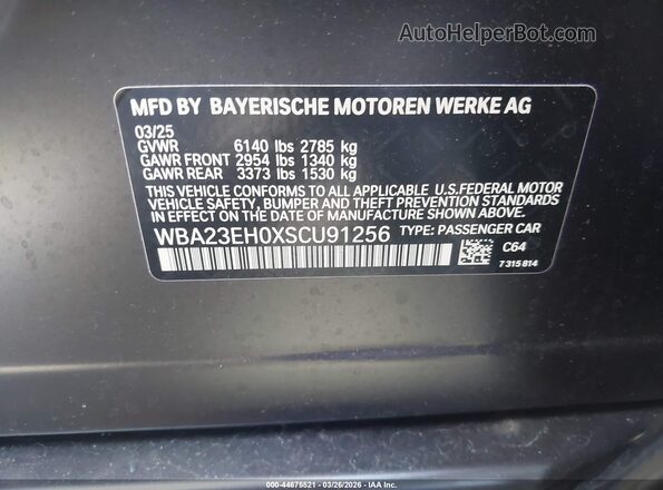 WBA23EH0XSCU91256 2025 BMW 7 SERIES Black Widok komory silnika