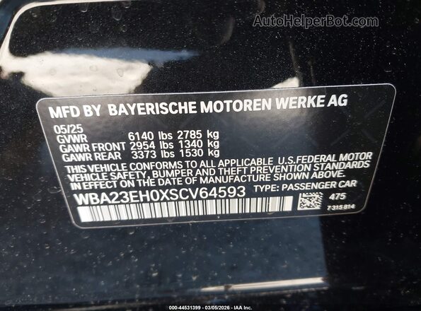 WBA23EH0XSCV64593 2025 BMW 7 SERIES Black Вид підкапотного простору