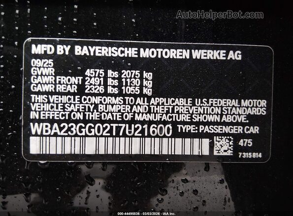 WBA23GG02T7U21600 2026 BMW 7 SERIES Black 
