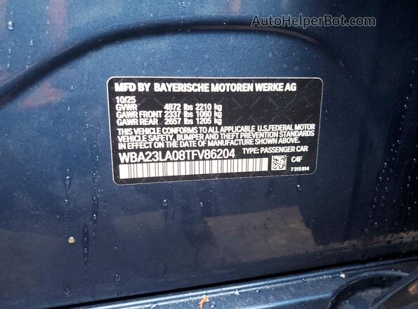 WBA23LA08TFV86204 2026 BMW 3 SERIES Blue Շարժիչի բաժամունքի տեսք